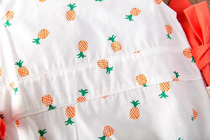 Baby Girl Fruit Print Drawstring Design Round Neck Onesies, MyKids-USA®, Baby & Toddler Outerwear, MyKids-USA -  -  -  -  -  -  - 