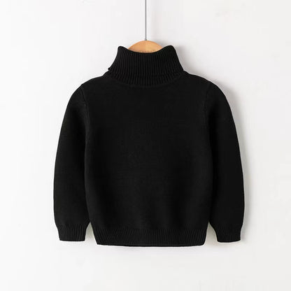 Kids Solid High-Neck Knit Sweaters