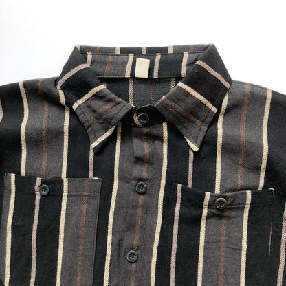 Baby Fashion Striped Pattern Lapel Design Single Breasted Shirt My Kids-USA