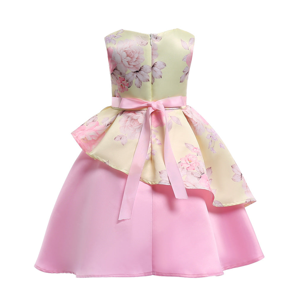 Baby Girl Floral Pattern Bow Tie Princess Tutu Dress Formal Dress MyKids-USA Baby Girl Floral Pattern Bow Tie Princess Tutu Dress Formal Dress MyKids-USA