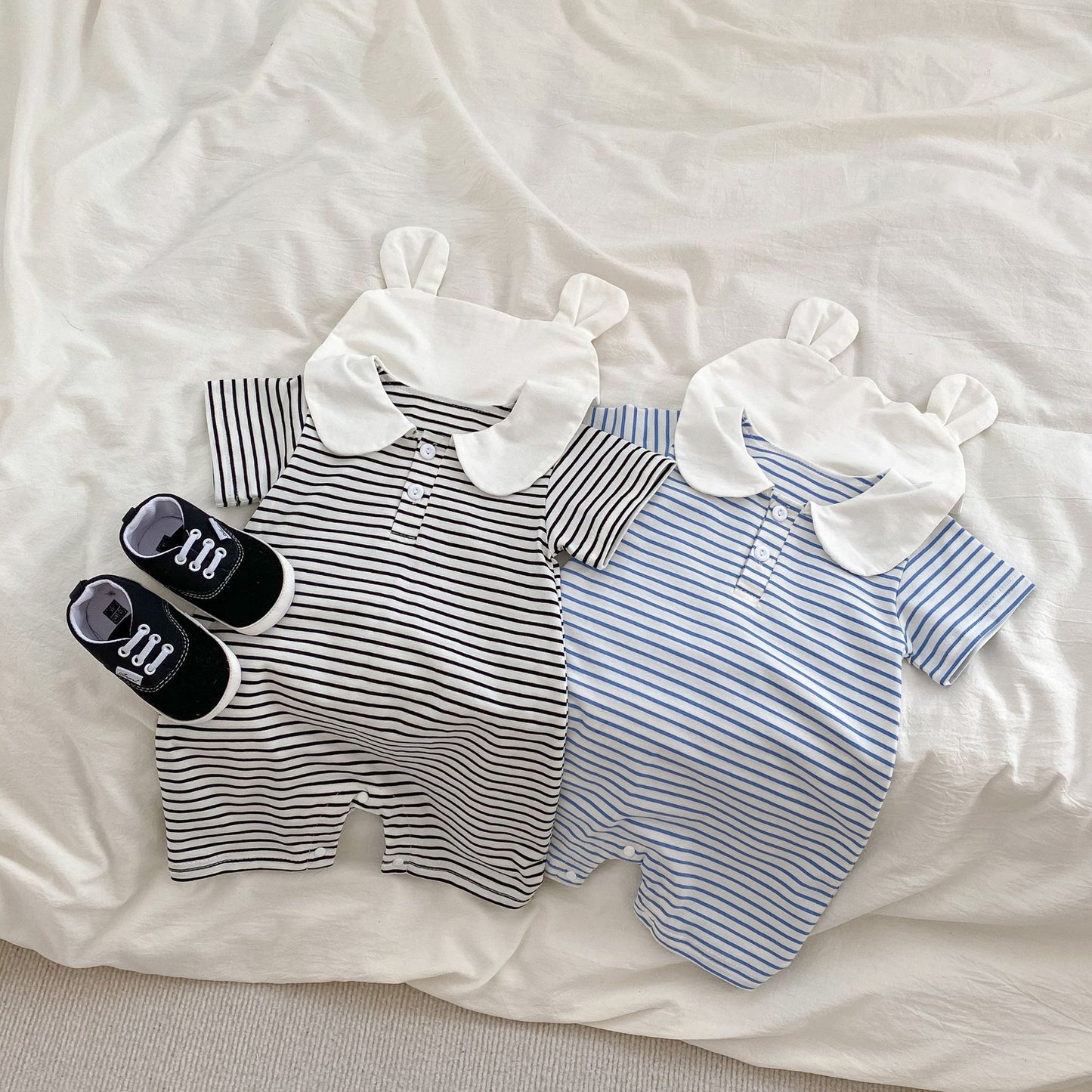 Baby Striped Pattern Quarter Cotton Design Rompers