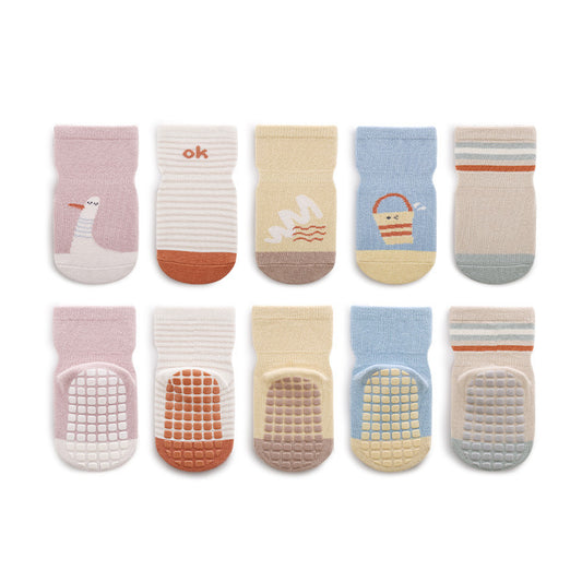 Baby Cartoon And Striped Pattern Non-Slip Design Socks