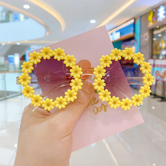 Girls Lovely Sunflower Round Frame Sunglasses