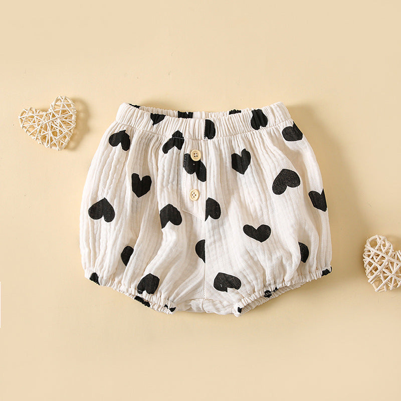 Baby Boys And Girls Cute Print Pattern Short Pants With Buttons