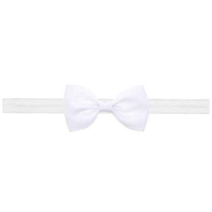 Newborn Baby Small Size Bow Patched Pattern Solid Color Elastic Headband