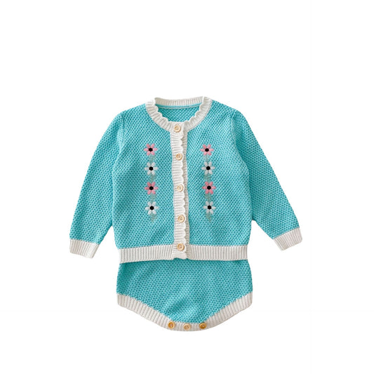 Baby Girl Flower Embroidered Graphic Contrast Bodysuit & Cardigan One Pieces Sets, MyKids-USA®, Baby & Toddler Outfits, MyKids-USA -  -  -  -  -  -  - .