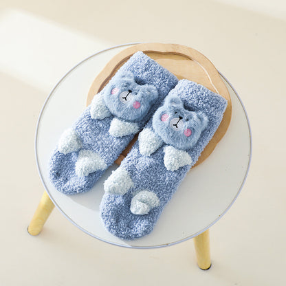 Baby Cartoon Animal Graphic Thermal Plush Design Long Tube Socks, MyKids-USA®, Socks, MyKids-USA - Size/Age - (0-8Y） - Color - Blue -  -  - JM2212211400-A
