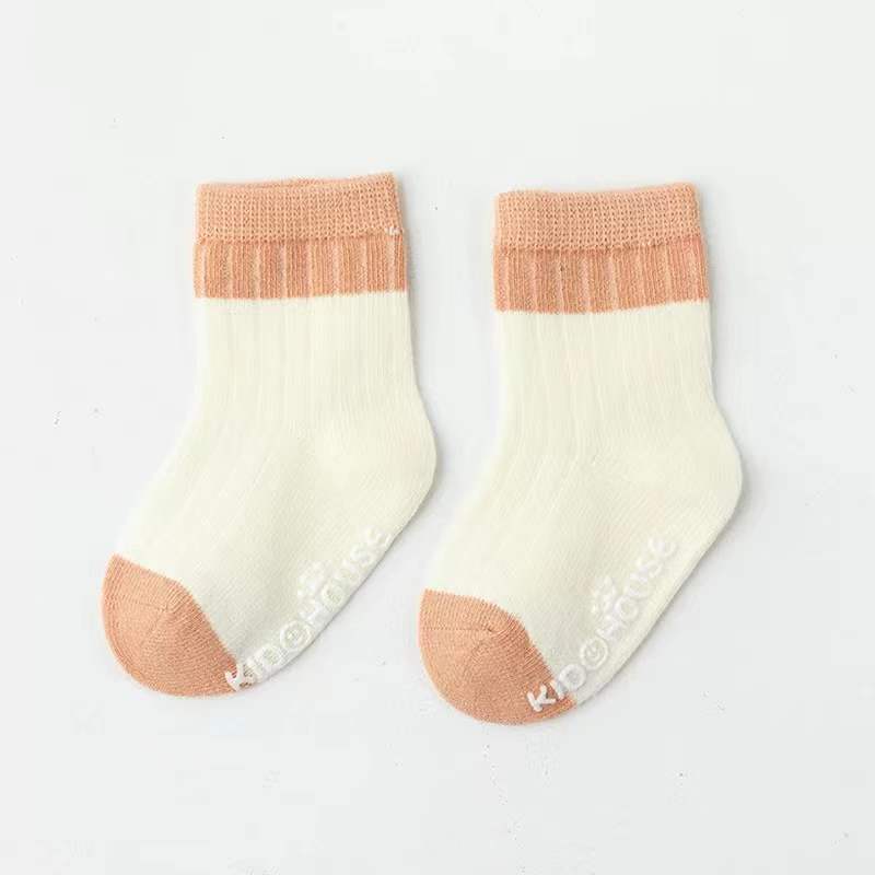 Baby Two Colors Contrast Boneless Bottom Dispensing Socks 1 Lot = 5 Pairs My Kids-USA