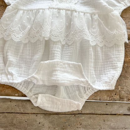 Baby Girls Solid Gauze Skirt Design Onesie