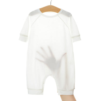 Baby Solid Color Medium Sleeve Summer Crotch Jumpsuit Pajamas My Kids-USA