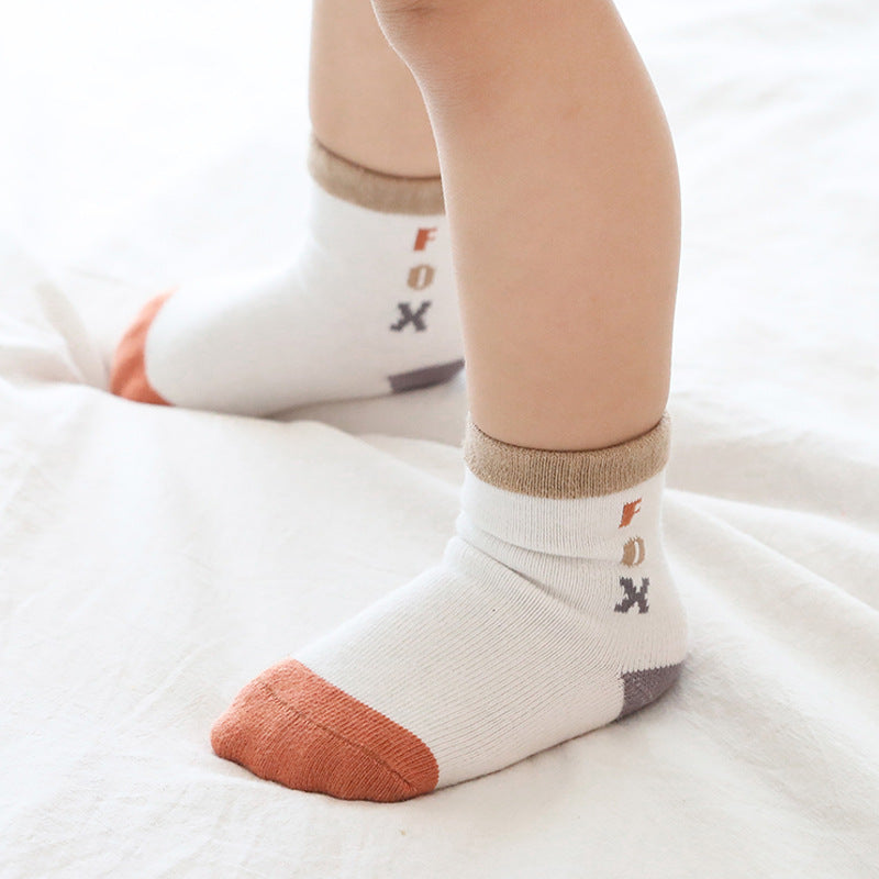 Baby Print Pattern Spring Autumn Cotton 1Bag=5Pairs Socks