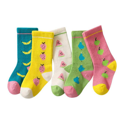 Baby Girl Candy Color Fruit Print Middle Tube Socks