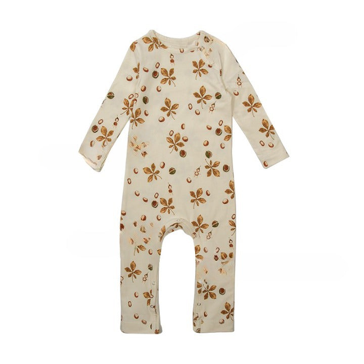 Baby Floral Print Pattern Long Sleeve Soft Cotton Jumpsuit My Kids-USA