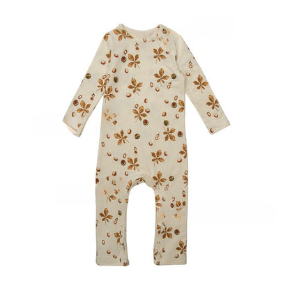 Baby Floral Print Pattern Long Sleeve Soft Cotton Jumpsuit, MyKids-USA®, Baby & Toddler Sleepwear, MyKids-USA -  -  -  -  -  -  - .