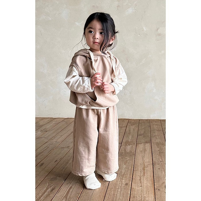 Baby Solid Color Sleeveless Hoodies With Pants Spring Sets