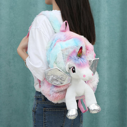 Children’s Unicorn Patch Pattern Colorful Blush Backpack My Kids-USA