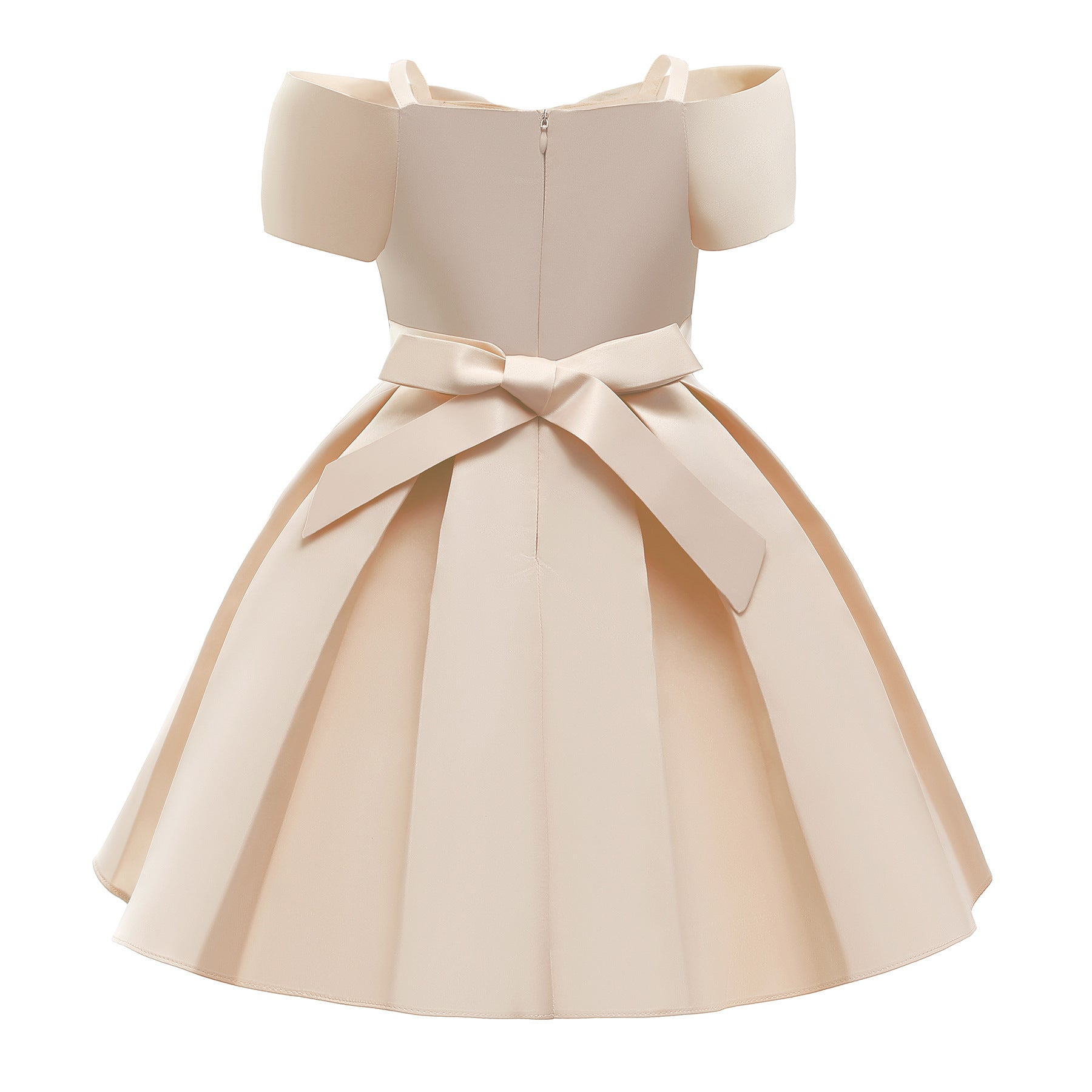 Baby Girl Solid Color Sling Princess Fashion Dress Childrens Formal Dress 100 (2-3Y) / Beige Baby Girl Solid Color Sling Princess Fashion Dress Childrens Formal Dress 100 (2-3Y) / Beige