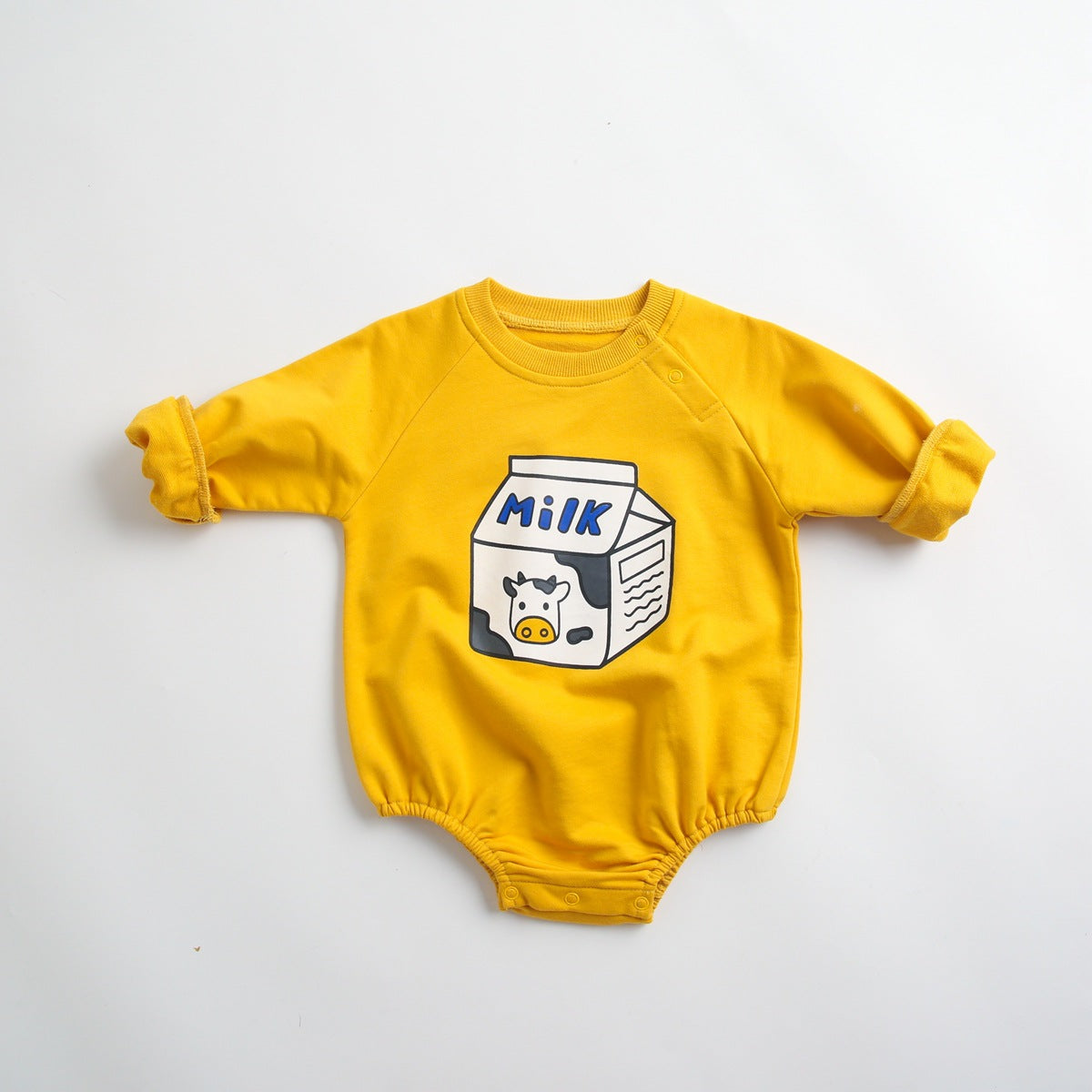 Newborn Baby Cartoon Graphic Shoulder Buckle Design Soft Onesies Bodysuit My Kids-USA