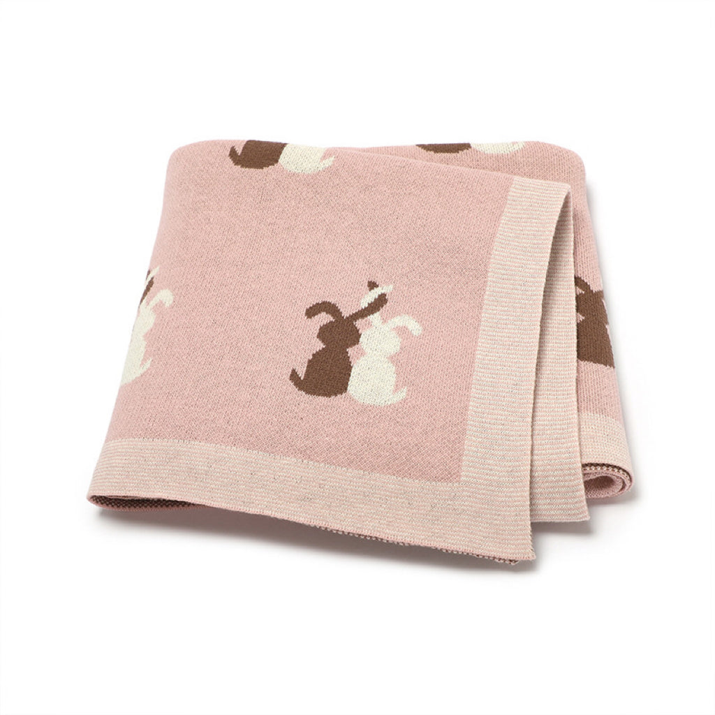 Kids Bunny Knitted Pattern Western Style Blankets