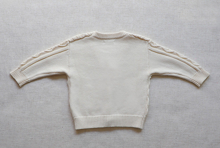 Cárdigan de un solo pecho con cuello en V de color sólido con patrón Kint de ganchillo para bebé 