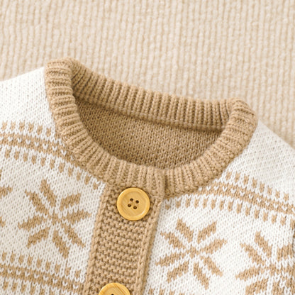 Baby Christmas Style Print Pattern Single Breasted Design Knit Cardigan My Kids-USA