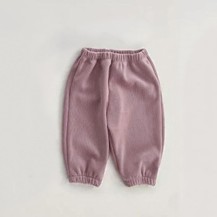 Pantalon lanterne thermique en molleton de couleur unie pour bébé en automne hiver 
