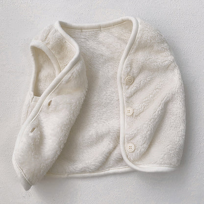 Abrigo sin mangas de un solo pecho de felpa de color sólido para bebé en invierno 