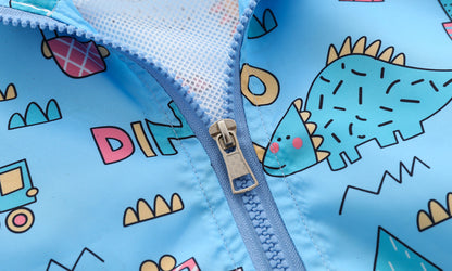 Baby Boy Cartoon Pattern Zipper Front Design Mesh Cloth Jacket Coat My Kids-USA
