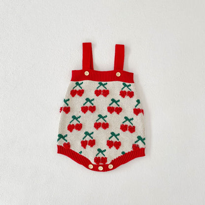 Baby Girl Heart Cherry Embroidered Onesies or Cardigan
