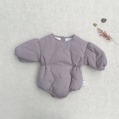 Baby Solid Color Thermal Quilted Long Sleeve Winter Bodysuits