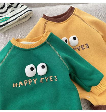 Baby Monster Style Letter Print Pattern Thickened Romper My Kids-USA