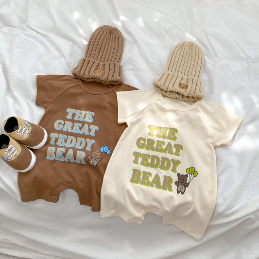 Baby Letter Graphic Crewneck Short Sleeve Casual Romper