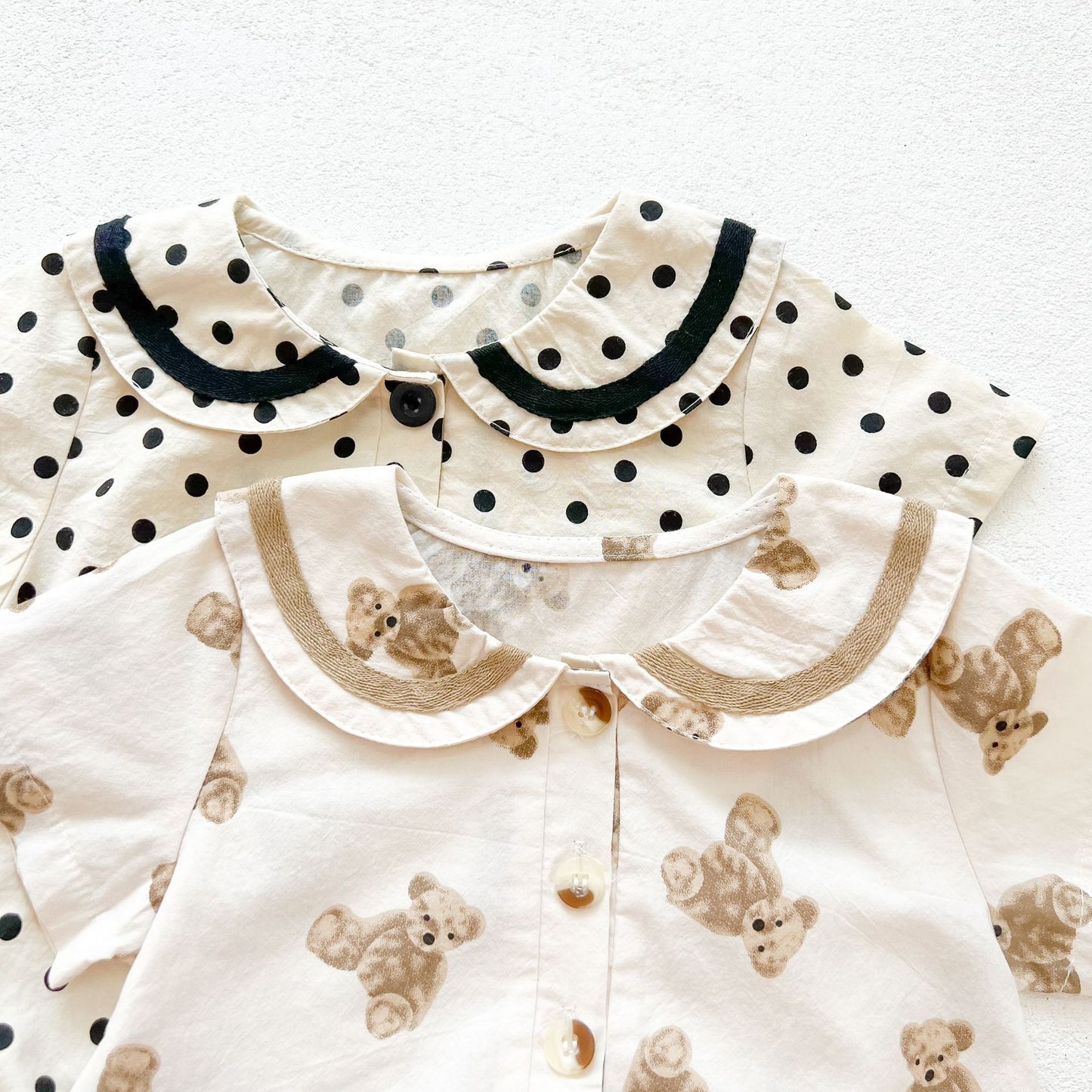 Baby Girl Doll Collar Short-Sleeved Dot Print Onesies