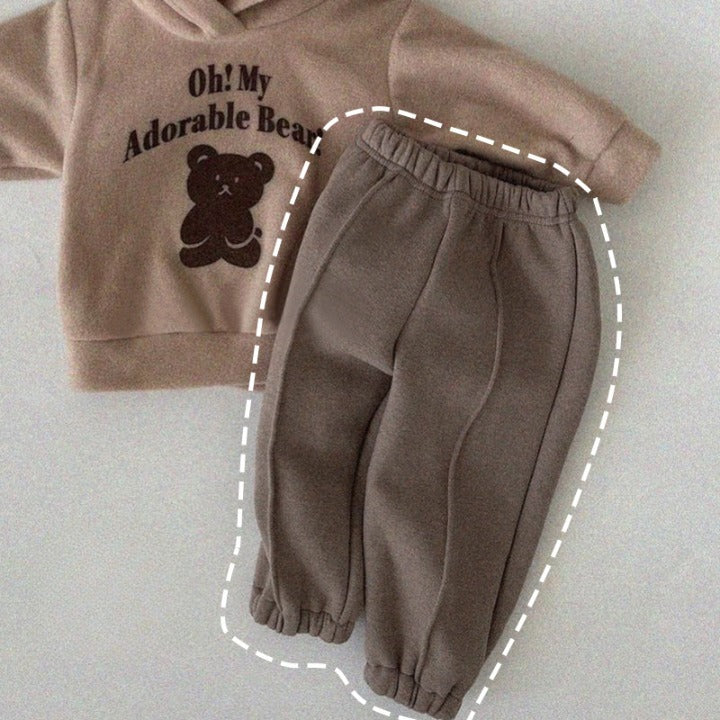 Pantalon de survêtement chaud épaissi en molleton lâche de couleur unie pour bébé en automne 