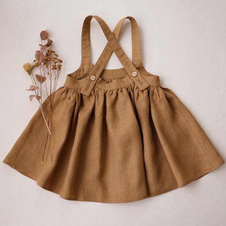 Baby Girl Solid Color Sling Linen Cotton Vest Skirt My Kids-USA