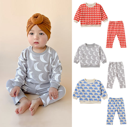 Baby All Over Print Pattern Hoodies Combo Pants Sets