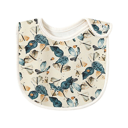 Baby Floral Print Covered Button Design Water Absorbing Bibs