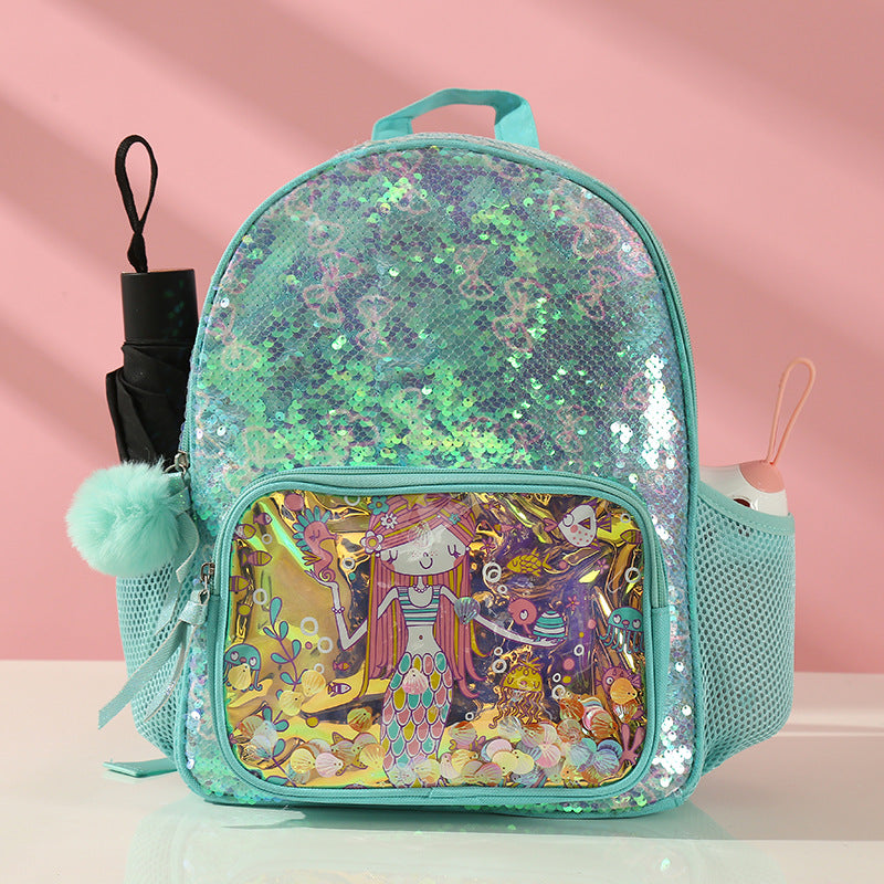 Children’s Cartoon Pattern Colorful Sequins Cute Big Storage Backpack My Kids-USA