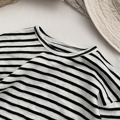 Baby Striped Graphic Long Sleeve Soft Cotton Loose Shirt