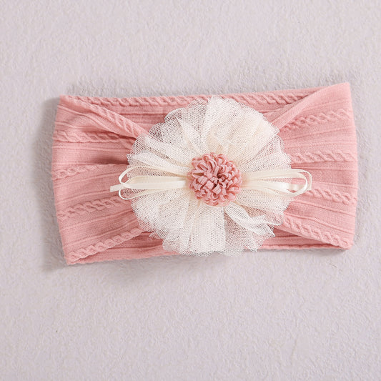 Baby Lace Floral Elastic Cotton Headband, MyKids-USA®, Headbands, MyKids-USA - Size/Age - Average Size (0-12Y) - Color - Pink -  -  - JM2204282026-H.