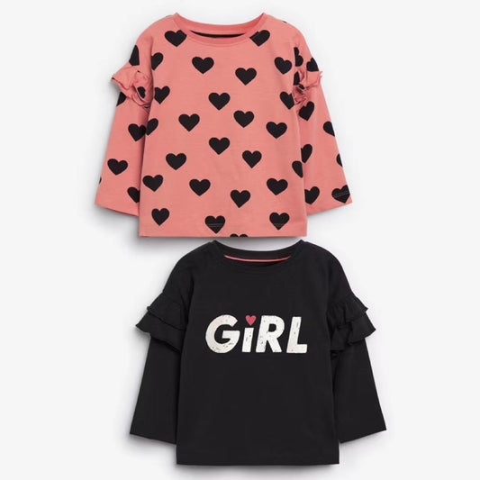 Baby Girl All Over Heart Graphic Long Sleeves Autumn New Style Shirt