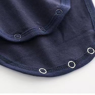 Baby Boy Plaid Bow Tie Patched Design Lapel Bodysuit Onesies My Kids-USA