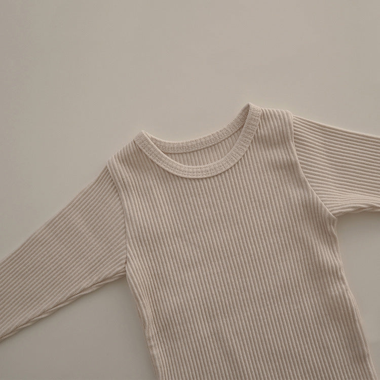 Baby Solid Color Pit Strip Fabric Long Sleeve Bodysuit