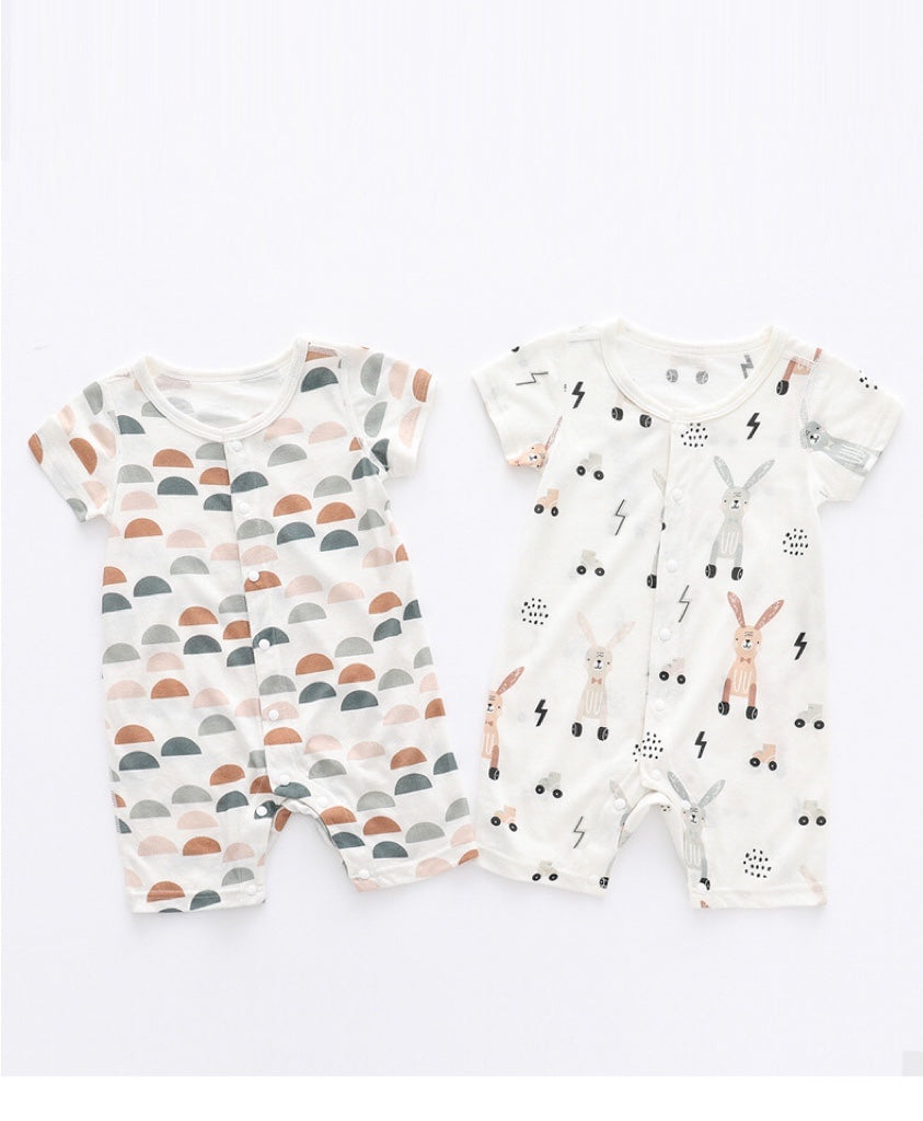 Baby 1pcs Rabbit Graphic Single Breasted Design Simply Jumpsuit Pajamas My Kids-USA