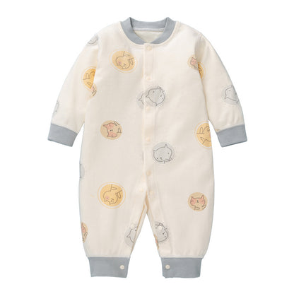 Baby Cartoon Pattern Full Single Breasted Design Thermal Jumpsuit My Kids-USA