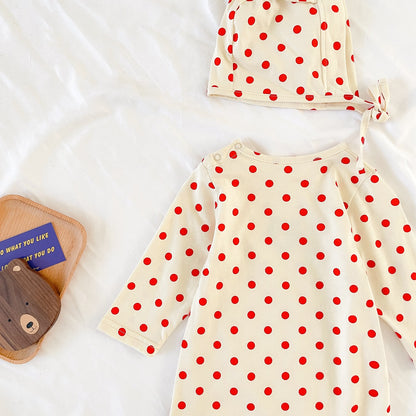 Baby Dot And Bear Pattern Long Sleeve Soft Cotton Jumpsuit My Kids-USA