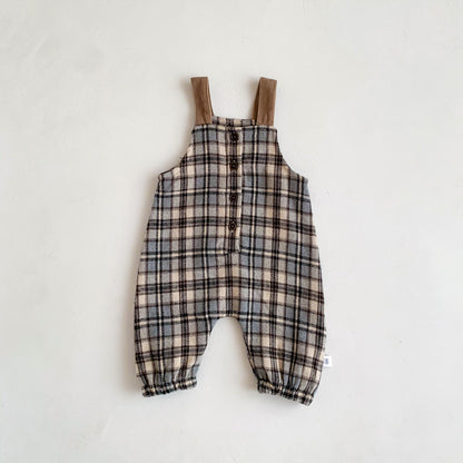 Baby Western Plaid Pattern Casual Strap Design Romper