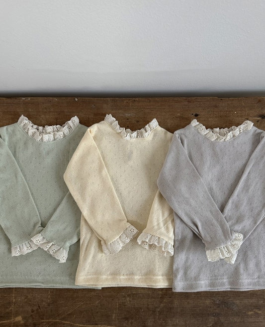 Baby Solid Color Mesh Patched Design Knitwear