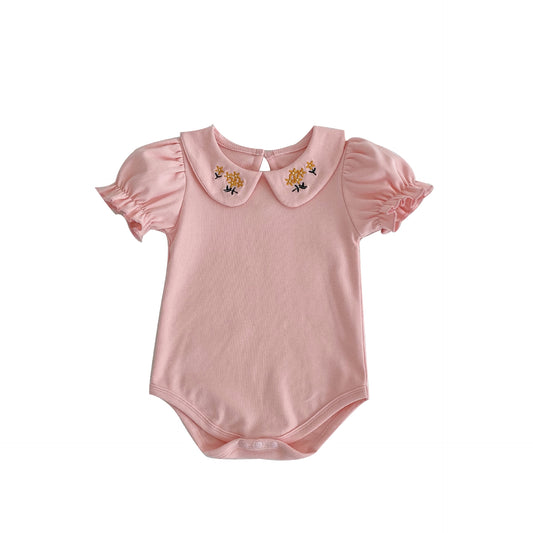 Baby Girl Embroidered Design Lapel Simple Style bodysuit, MyKids-USA®, Baby One-Pieces, MyKids-USA -  -  -  -  -  -  - .