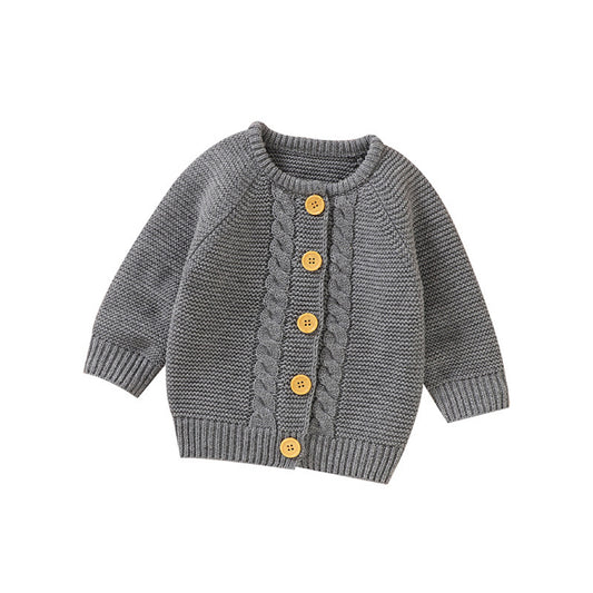 Baby Solid Color Long Sleeve Handmade Knitted Cardigan, MyKids-USA®, Baby & Toddler Outerwear, MyKids-USA -  -  -  -  -  -  - .